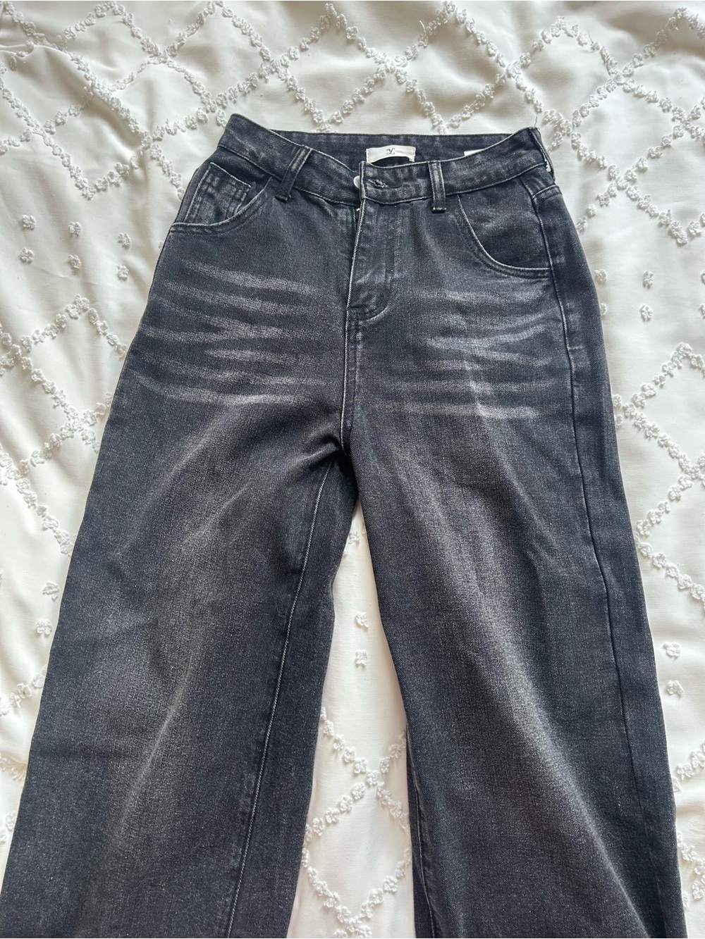 Women's High-Rise Washed Black Straight Jeans